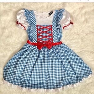 Wizard of Oz Dorothy Dress Up Halloween Costume Blue White Checkerd Dress Youth